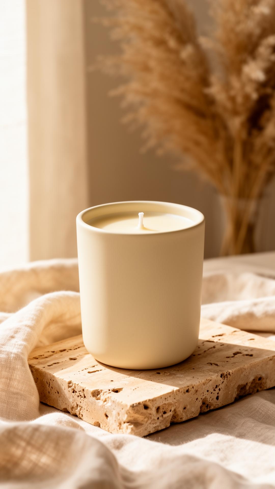 Luxury candle with minimalist Nordic label
